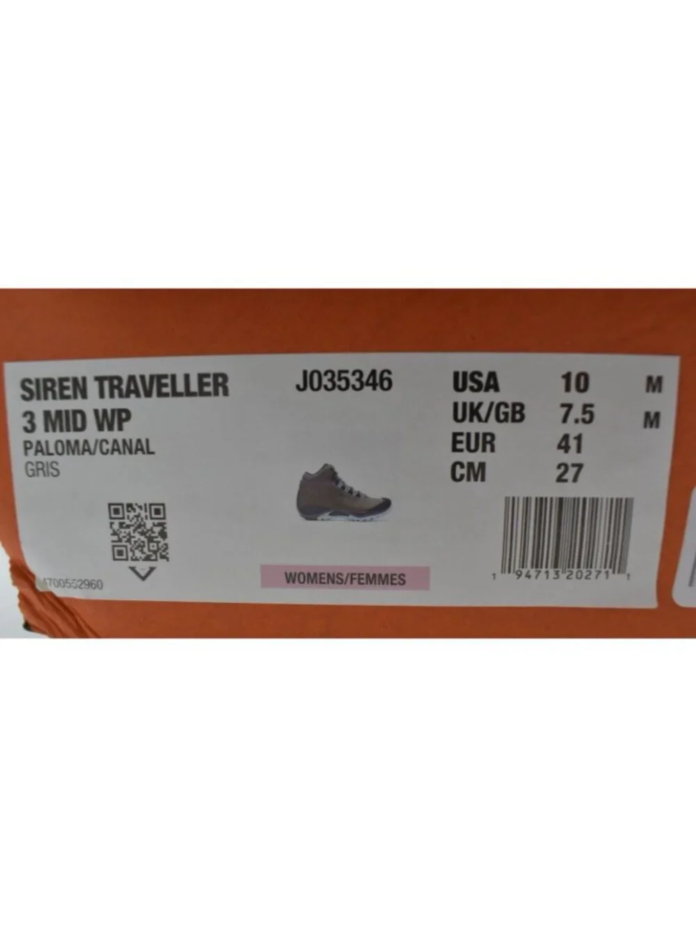 Merrell Womens Size 10 Siren Traveller 3 Mid Nubuck‎ Waterproof Hiking Boots